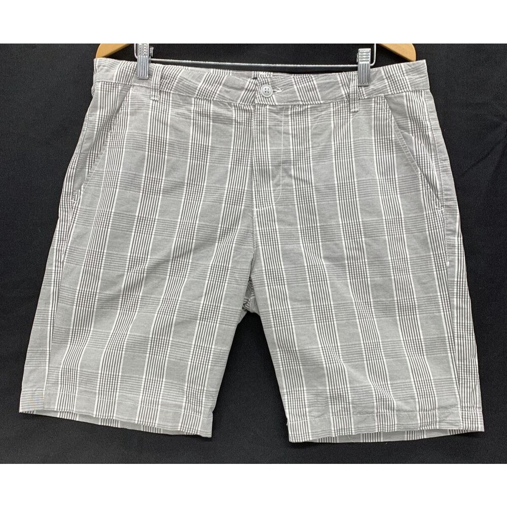 Peacocks  100% Cotton  Shorts Checkered Plaid  Mens W36 Gray Bermuda Lightweight